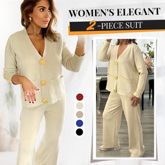 ⏳ Limited time 50% Off! 💥Gold Button Soft Knit Trouser Co-Ord