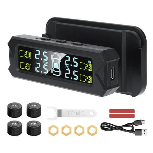 🚗🌞Limited Time 50% Off 🔥Solar Four Wheel Tire Pressure Monitor with Real-Time Display