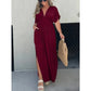 💗NEW IN💗SLIT V-NECK EFFORTLESS MAXI LONG DRESS