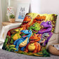 🎉Christmas Sale🎅🎄Soft Throw Blanket Cute Smiling Dinosaurs HD Digital Print Flannel🦕🔥