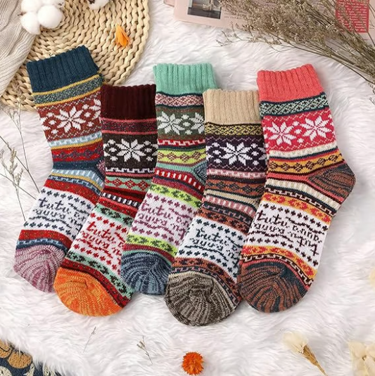 🔥Hot Sale 50 % Off🎉5 PCS Trifabricy Wool Socks - Vintage Winter Warm Wool Socks