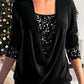 ✨🎁Big sale 49% OFF &Free shipping🎁Sequin Loose Smocked Fake Two-Piece Top