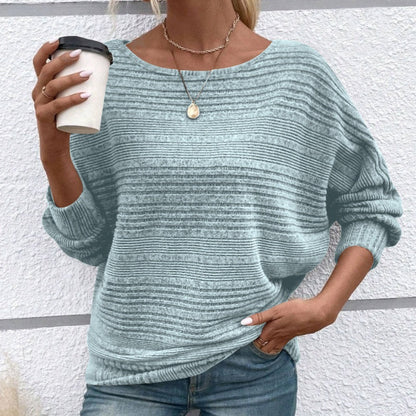 ⏰Women's Soft Solid Batwing Sleeve Pullover Long Sleeve Top💖