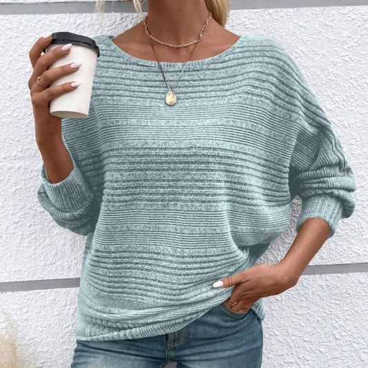 ⏰Women's Soft Solid Batwing Sleeve Pullover Long Sleeve Top💖