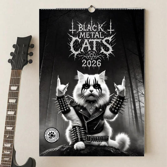 🎄Surprise price!!🤘Black Metal Cats 2026 Wall Calendar