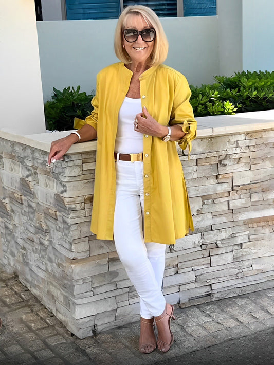 🔥LAST DAY SALE 49% OFF🔥Solid Color Long Cotton Shirt Jackets For Women