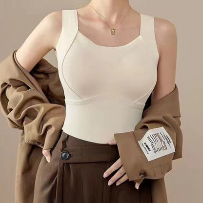 🔥Hot Sale!!🌟 Cozy & Supported: Thickened Warm Tank Top with Shelf Bra!