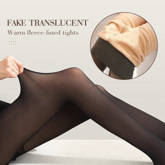 🔥Early Winter Discount 50% OFF🔥Flawless Legs Fake Translucent Warm Plush Lined Elastic Tights