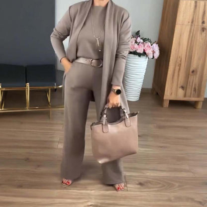 💥🏆Flash Sale⚡Almost Gone💥Elegant Longline Cardigan & Top & Pants 3-Pieces Set
